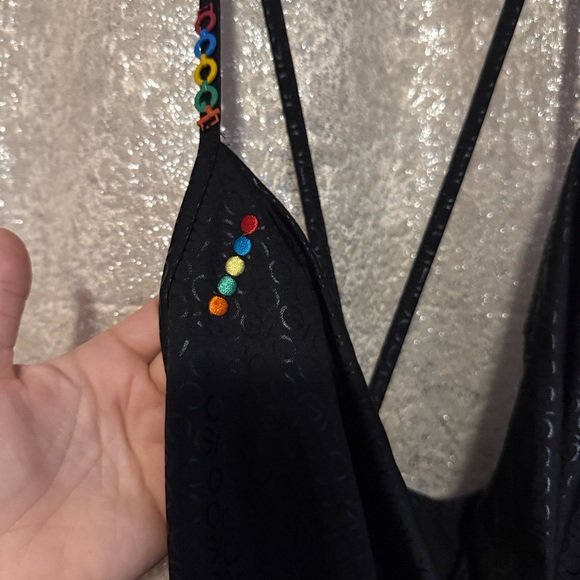 Black Coogi Logo Strappy Dress with Colorful Beads - Picture 2 of 5